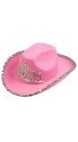 Cowgirl Hoed Roze met Tiara Dames Mannen