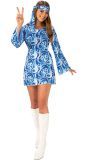 Dames Hippie Jurkje Blauw Fower Power
