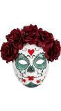 Day of the dead masker met bordeauxrode rozen