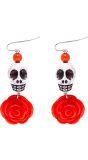 Day Of The Dead Oorbellen Rood Wit