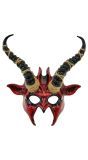 Demonen Masker Rood met Hoorns Zwart Halloween