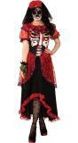Día de Los Muertos Dames Kostuum Rood Zwart