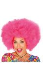 Disco afro pruik roze