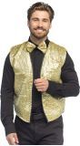 Disco Glitter Gilet In Goud Met Strik Voor Mannen