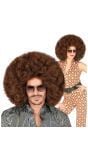 Disco Grote Afro Pruik Bruin