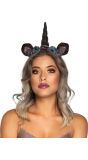 Donkere unicorn haarband met glitters