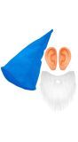 Dwerg Accessoiresset met Blauwe Muts Baard en Oren