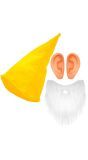 Dwerg Accessoiresset met Gele Muts Baard en Oren