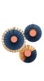 Elegant blauwe honingraat decoratie 3 stuks