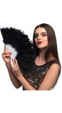 Elegante flapper zwarte veren handwaaier