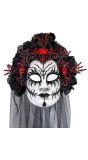 Eng Wit Masker met Zwarte Bloemen Halloween