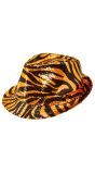 Fedora Hoed Oranje met Tijgerprint Dames Heren