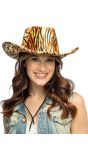 Festival Cowboyhoed met Oranje Tijgerprint
