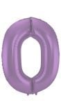 Folieballon cijfer 0 metallic paars 86cm