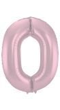 Folieballon cijfer 0 metallic pastel roze 86cm