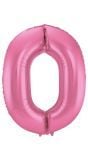 Folieballon cijfer 0 metallic roze 86cm