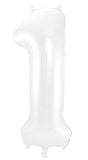 Folieballon cijfer 1 metallic wit 86cm