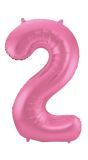 Folieballon Cijfer 2 Metallic Roze 86Cm