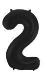 Folieballon Cijfer 2 Metallic Zwart 86Cm