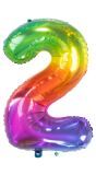 Folieballon cijfer 2 yummy gummy rainbow