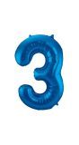 Folieballon Cijfer 3 Blauw 86Cm