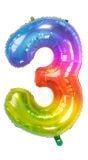 Folieballon cijfer 3 yummy gummy rainbow