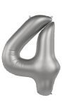 Folieballon Cijfer 4 - Maanlicht Zilver