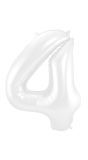 Folieballon cijfer 4 metallic wit 86cm