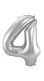Folieballon Cijfer 4 Zilver 86Cm