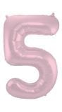 Folieballon Cijfer 5 Metallic Pastel Roze 86Cm