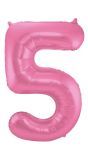 Folieballon Cijfer 5 Metallic Roze 86Cm