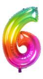 Folieballon cijfer 6 yummy gummy rainbow