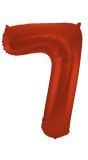 Folieballon Cijfer 7 Metallic Rood 86Cm