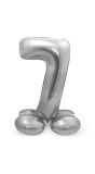 Folieballon Cijfer 7 Zilver met Standaard 72Cm