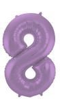 Folieballon Cijfer 8 Metallic Paars 86Cm