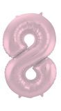 Folieballon Cijfer 8 Metallic Pastel Roze 86Cm
