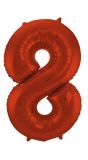Folieballon Cijfer 8 Metallic Rood 86Cm
