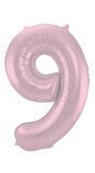 Folieballon Cijfer 9 Metallic Pastel Roze 86Cm