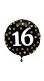 Folieballon glossy 16 happy birthday zwart