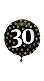 Folieballon Glossy 30 Happy Birthday Zwart