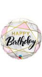 Folieballon happy birthday marmer roze