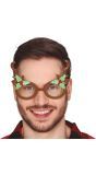 Foute glitter kerstbril rendier gewei