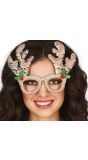 Foute kerstbril gouden rendier