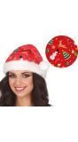 Foute kerstmuts met rode sneeuwman print