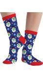Foute Kerstsokken Kind Sneeuwman Blauw