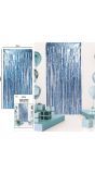 Franjegordijn blauw metallic mat 100 x 200 cm