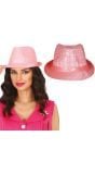 Gangsterhoed Roze met Pailletten