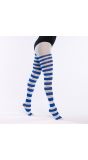 Gestreepte Dames Panty Blauw Wit