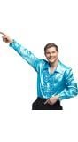 Glanzende Disco Blouse Heren Turquoise