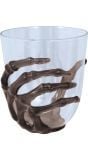 Glas zwarte skelethand plastic 9,5 cm halloween